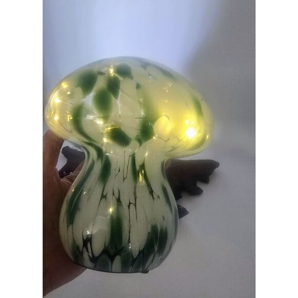 Glass Mushroom LED Light Home Decor. Fairy Lamp Green - Picture 7 of 13